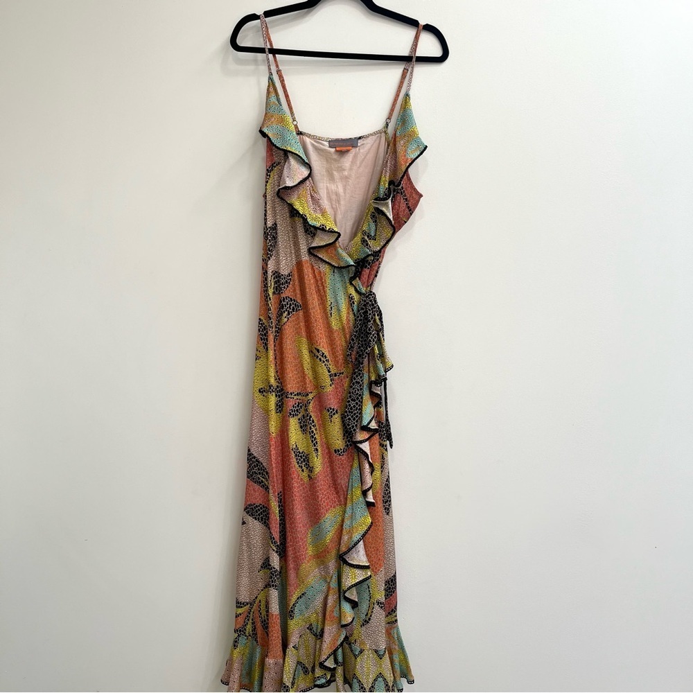 Anthropologie BHANUNI by Jyoti Kathryn Ruffled Wrap Maxi Dress Mosaic Size 16 - Picture 5 of 14
